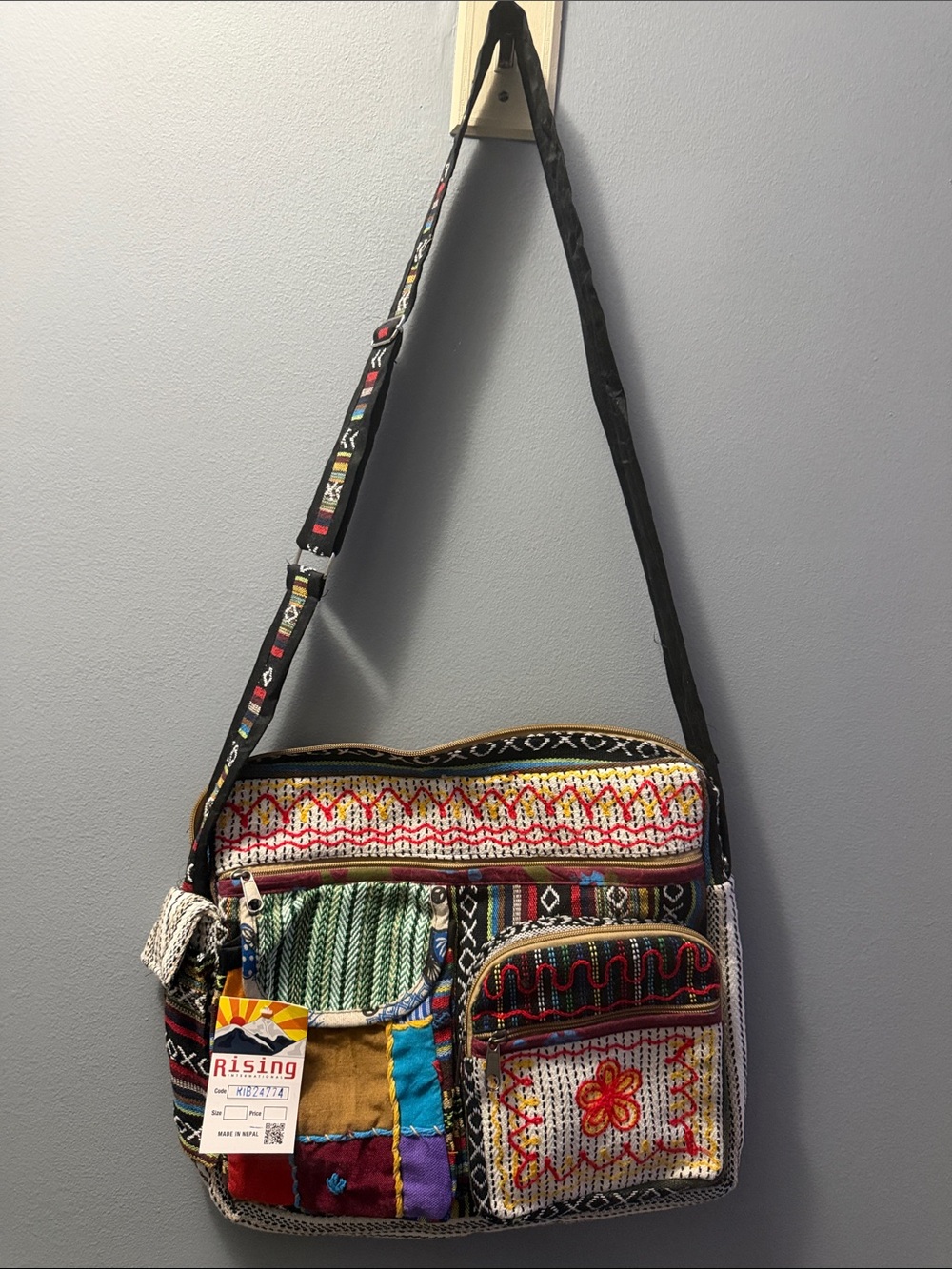 Rising International Patchwork Multicolor Embroidered Crossbody Bag